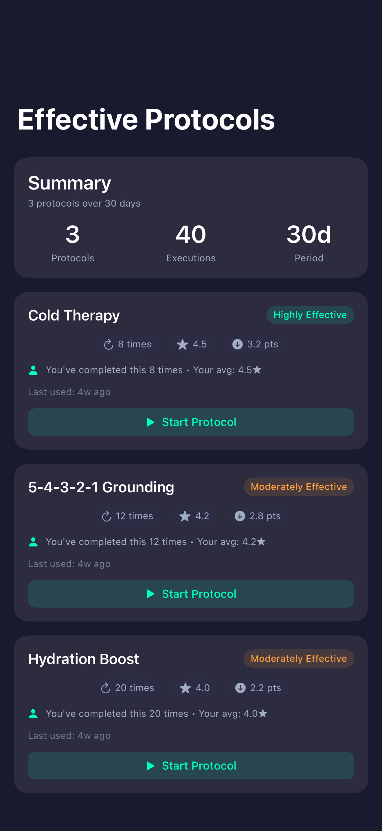 ProAct Protocol Effectiveness - Track which interventions work best for you